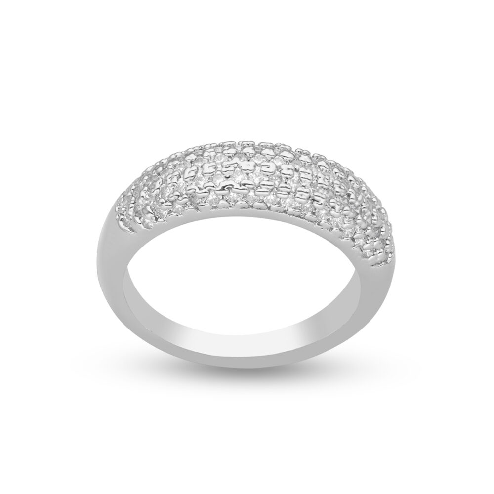 Anneau argenté serti