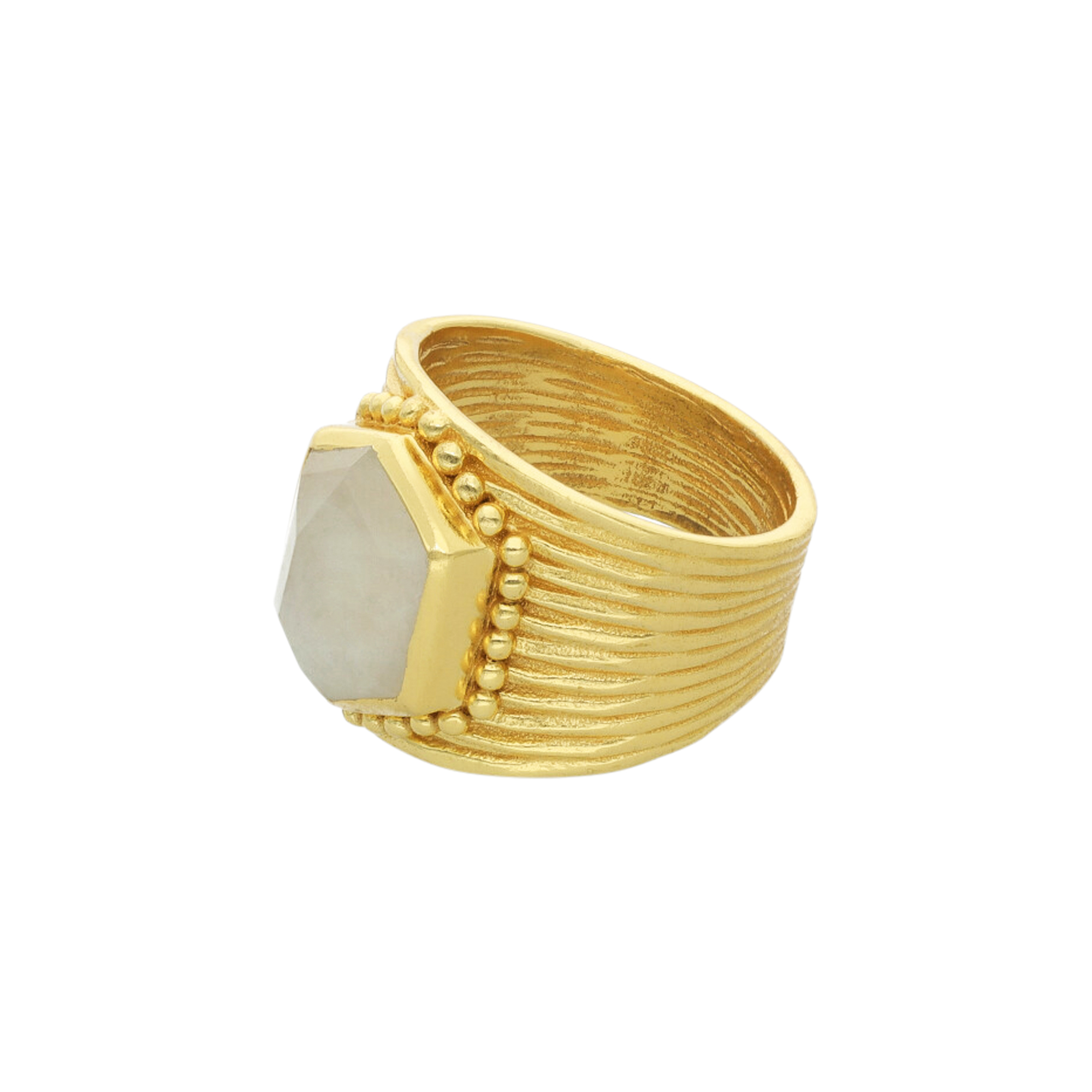 Bague argent doré antique pierre naturelle pierre de lune – Image 2