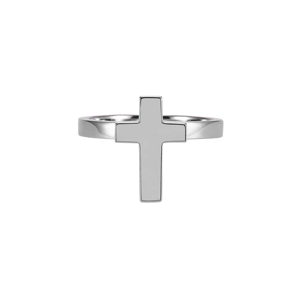 Bague argent rhodié croix marie