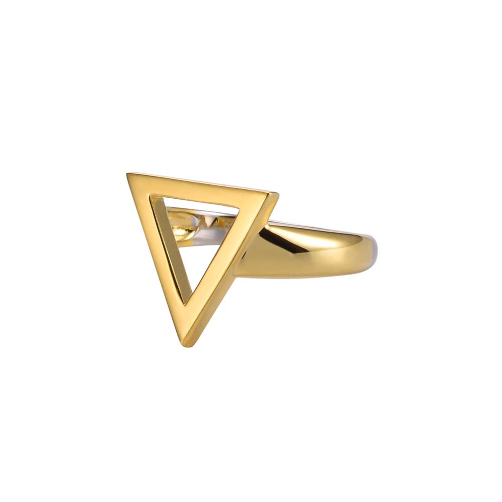 Alternative view of Bague argent doré triangle tal