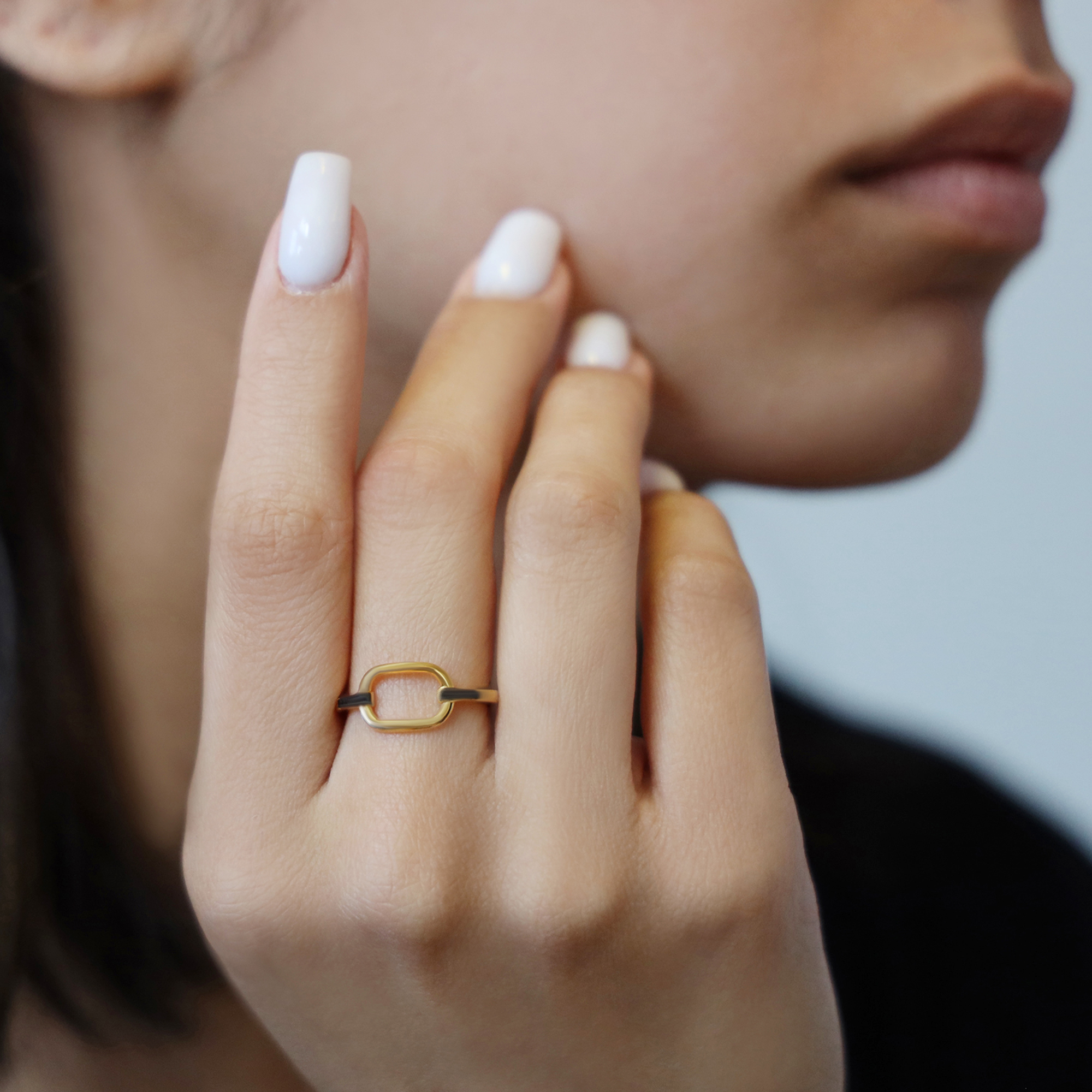 Bague argent doré simple olga zirconiums blanc – Image 2