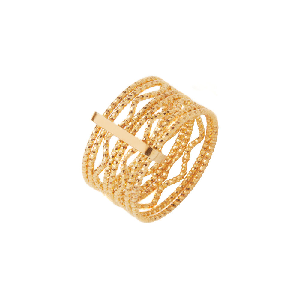 Bague argent dorée anneaux ondulés