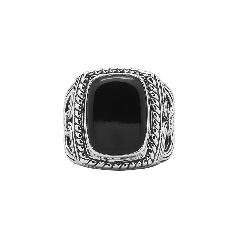 Bague argent homme temple pierre onyx