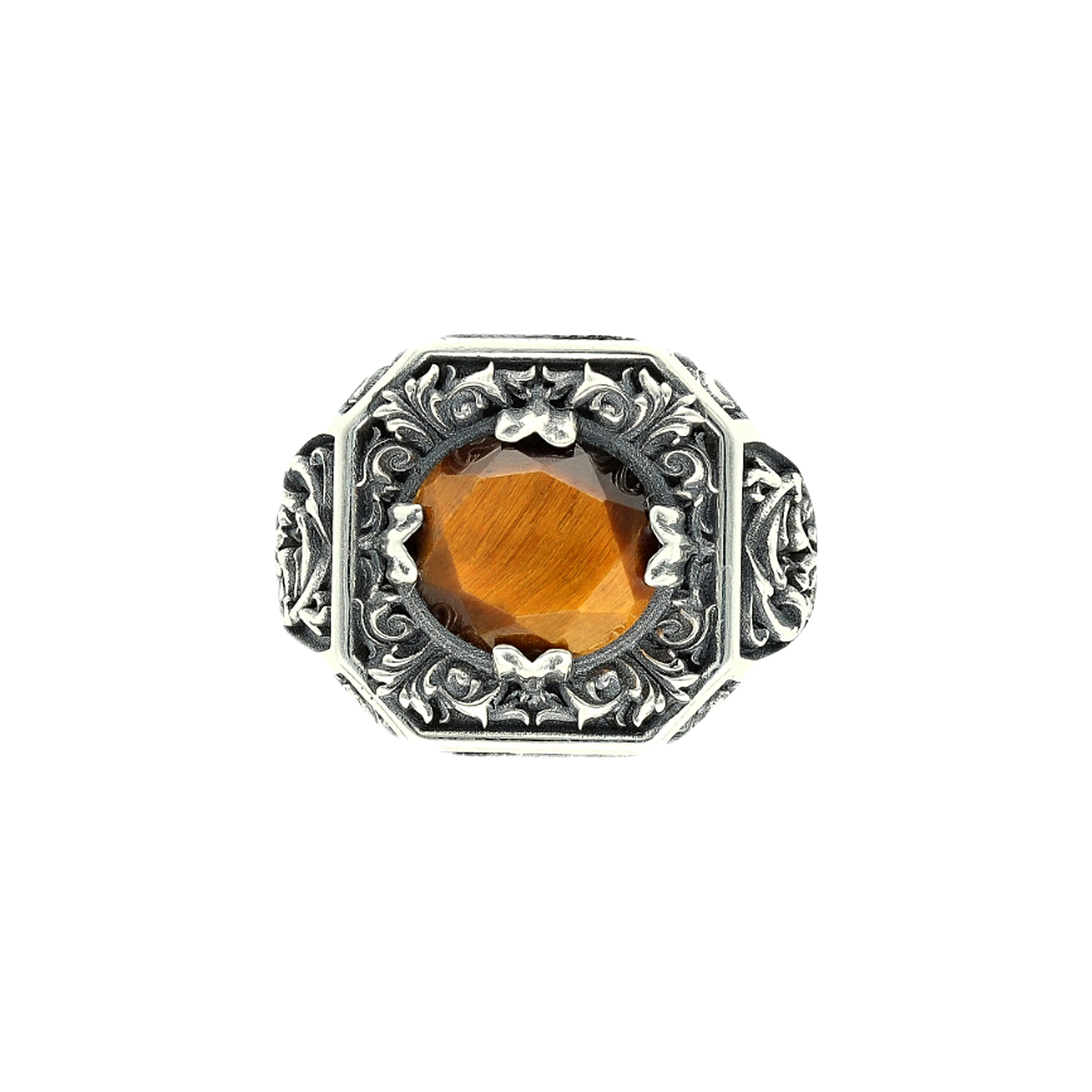 Bague argent homme trône du roi pierre œil de tigre – Image 3