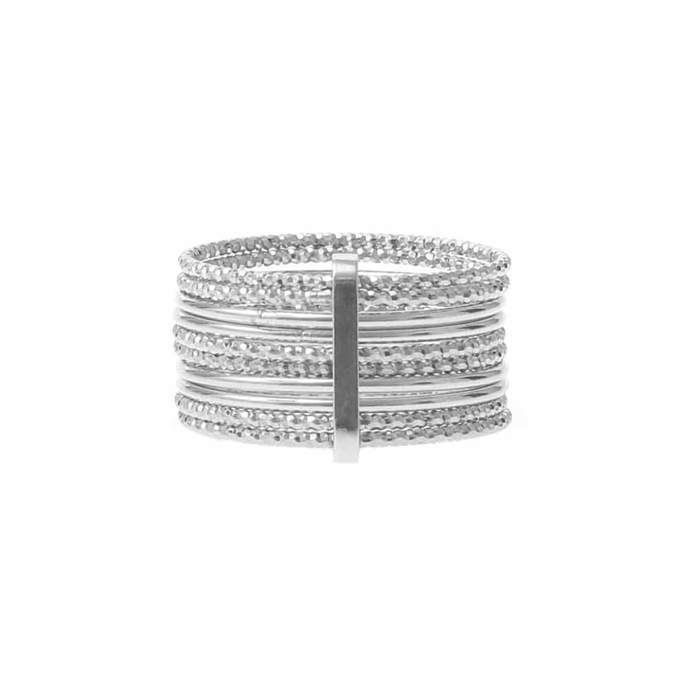Bague argent multi-anneaux semainier rhodié