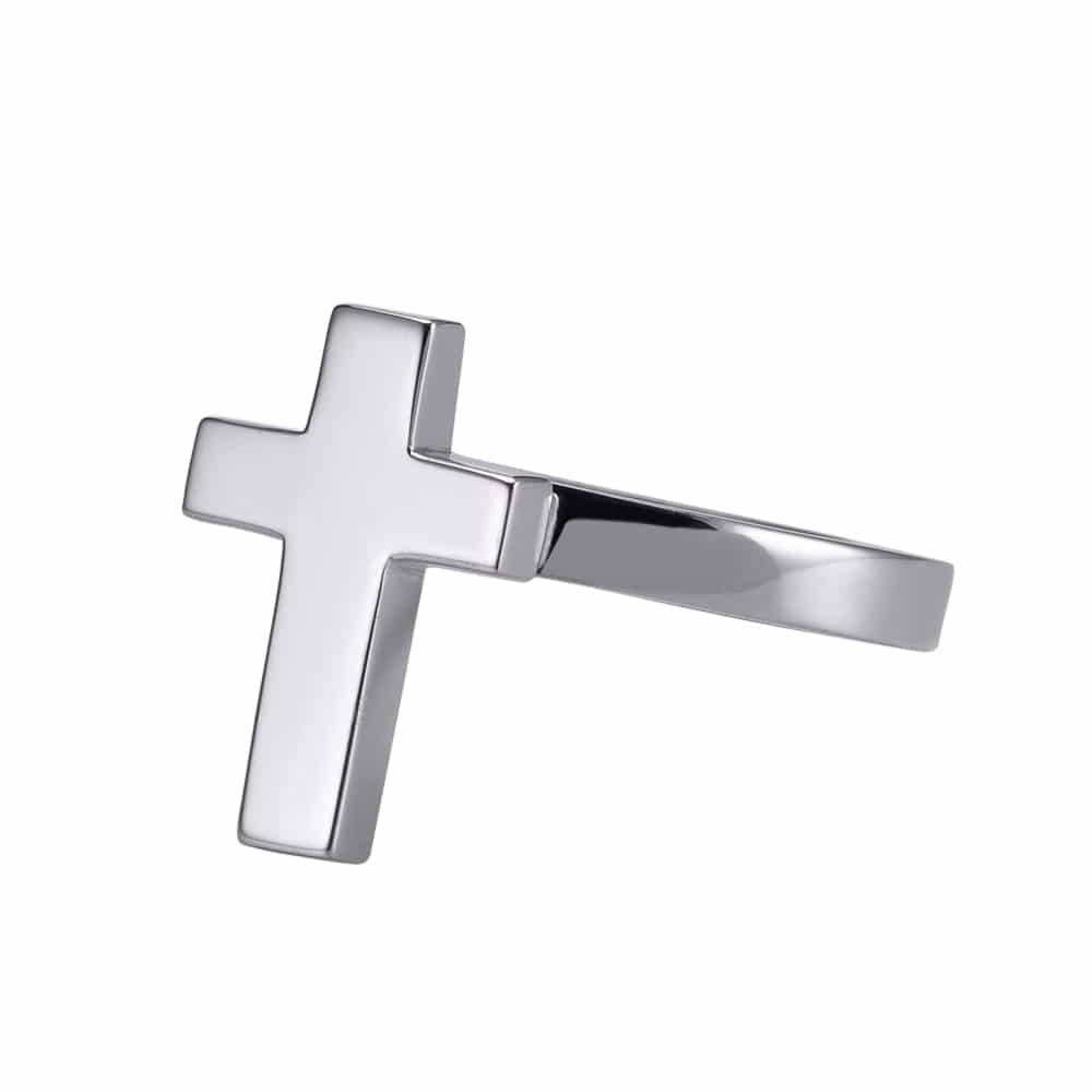 Bague argent rhodié croix marie – Image 3