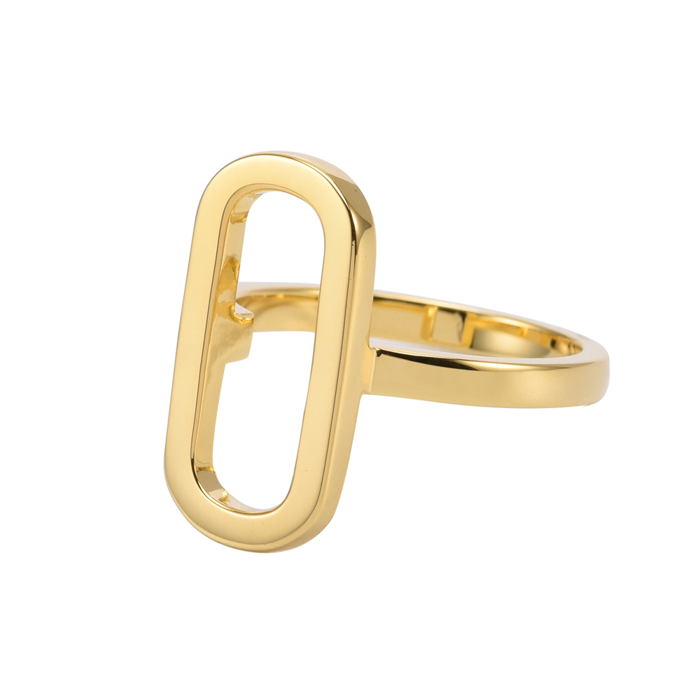 Bague argent ovale doré eva – Image 3