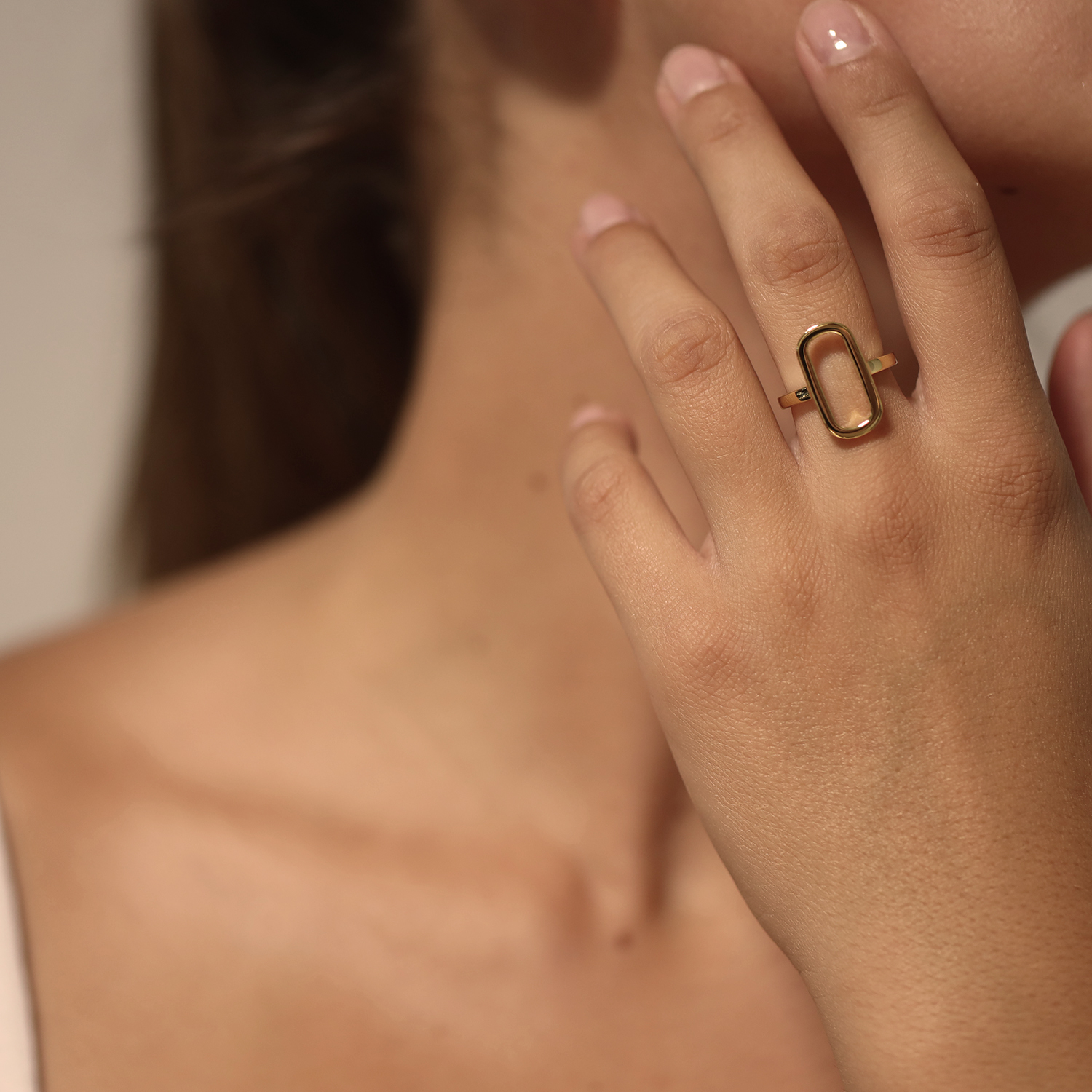 Bague argent ovale doré eva – Image 2