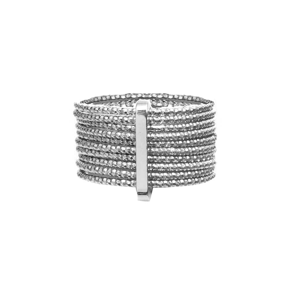 Bague semainier argent multi-anneaux finition diamanté