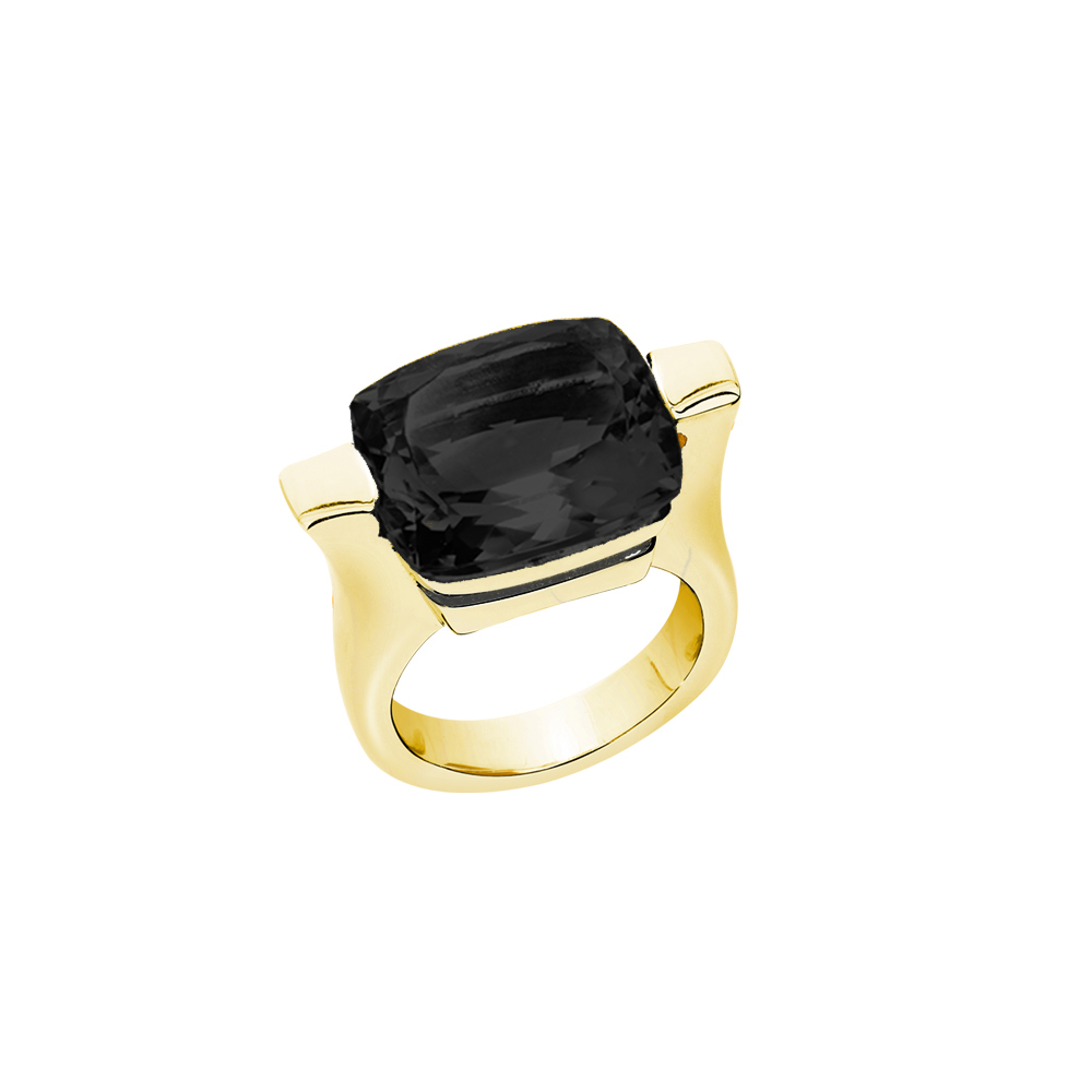 Bague doré athena en argent pierre onyx noir