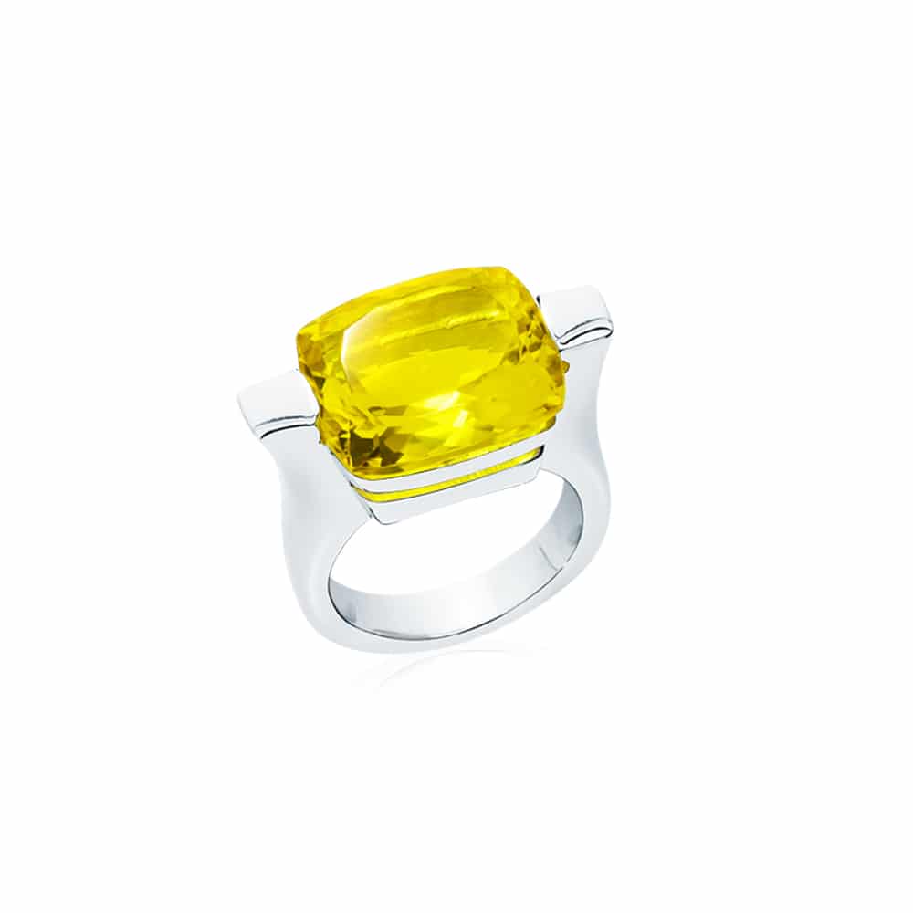 Bague athena argent quartz jaune