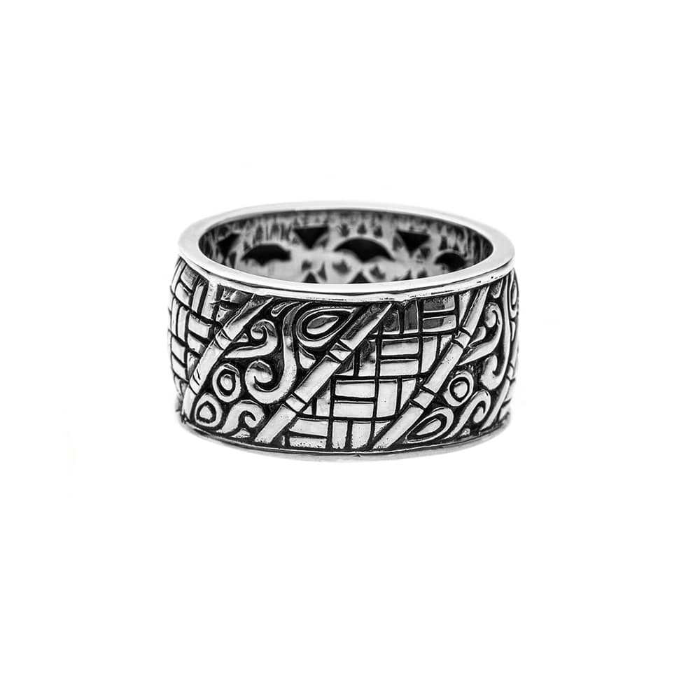 Bague bambou argent homme
