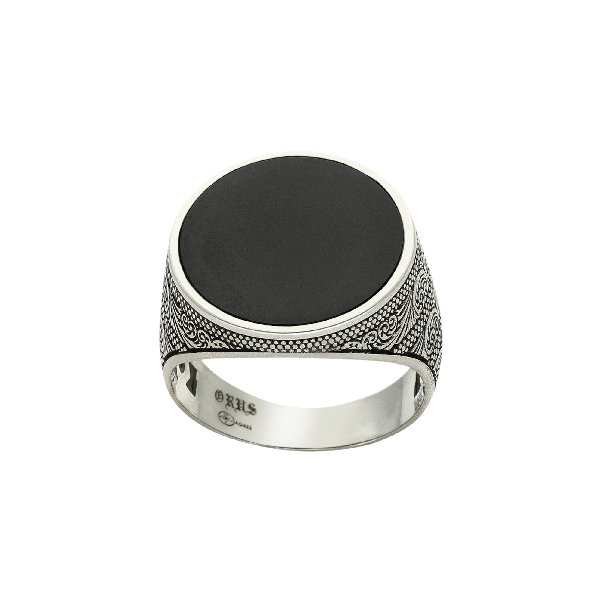 Bague chevalière homme poétique onyx argent