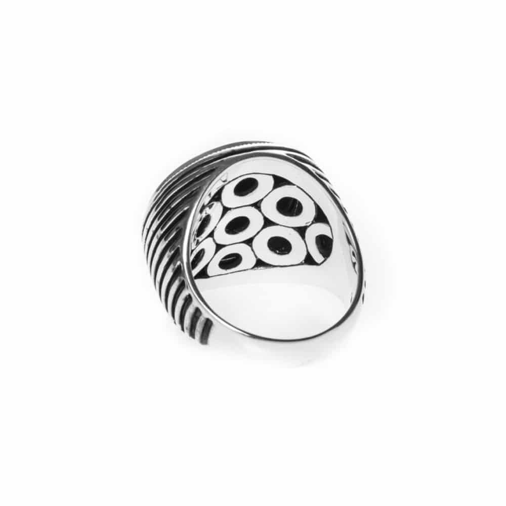 Bague chevalière homme œil de tigre énigmatique argent – Image 4