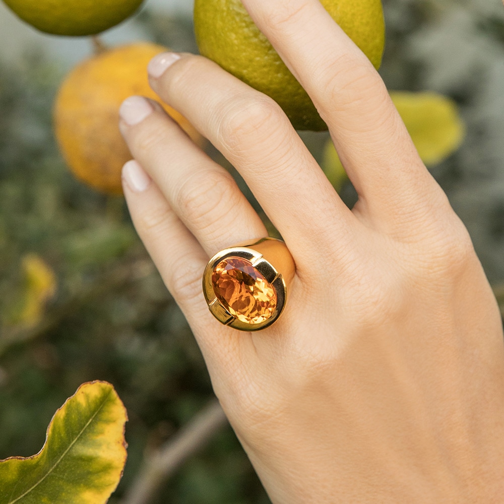 Alternative view of Bague Diane argent pierre quartz jaune