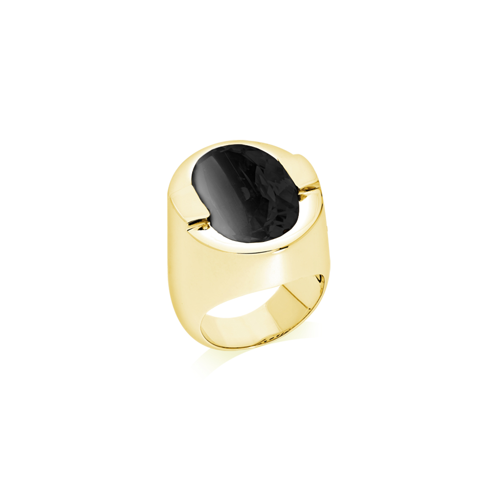 Bague Diane argent doré pierre onyx noir