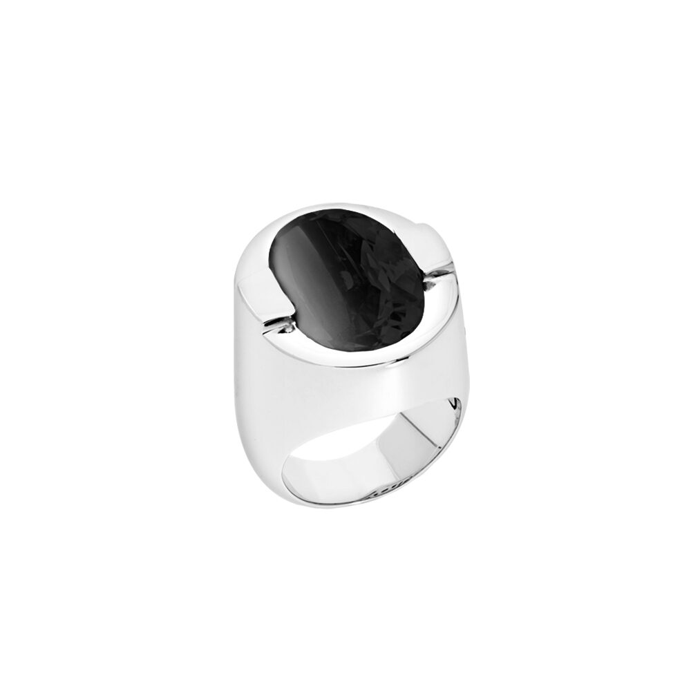 Bague Diane argent pierre onyx noir