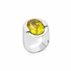 Bague argent sertie d'une pierre quartz jaune