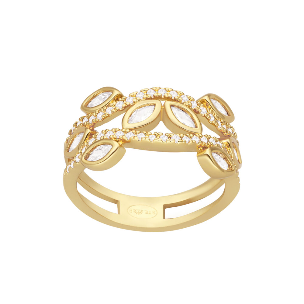 Bague dorée motif floral coloré