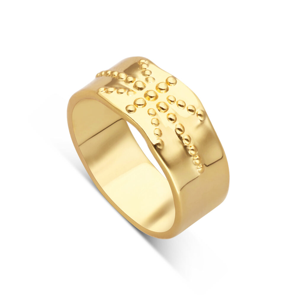 Alternative view of Bague dorée rayons solaire