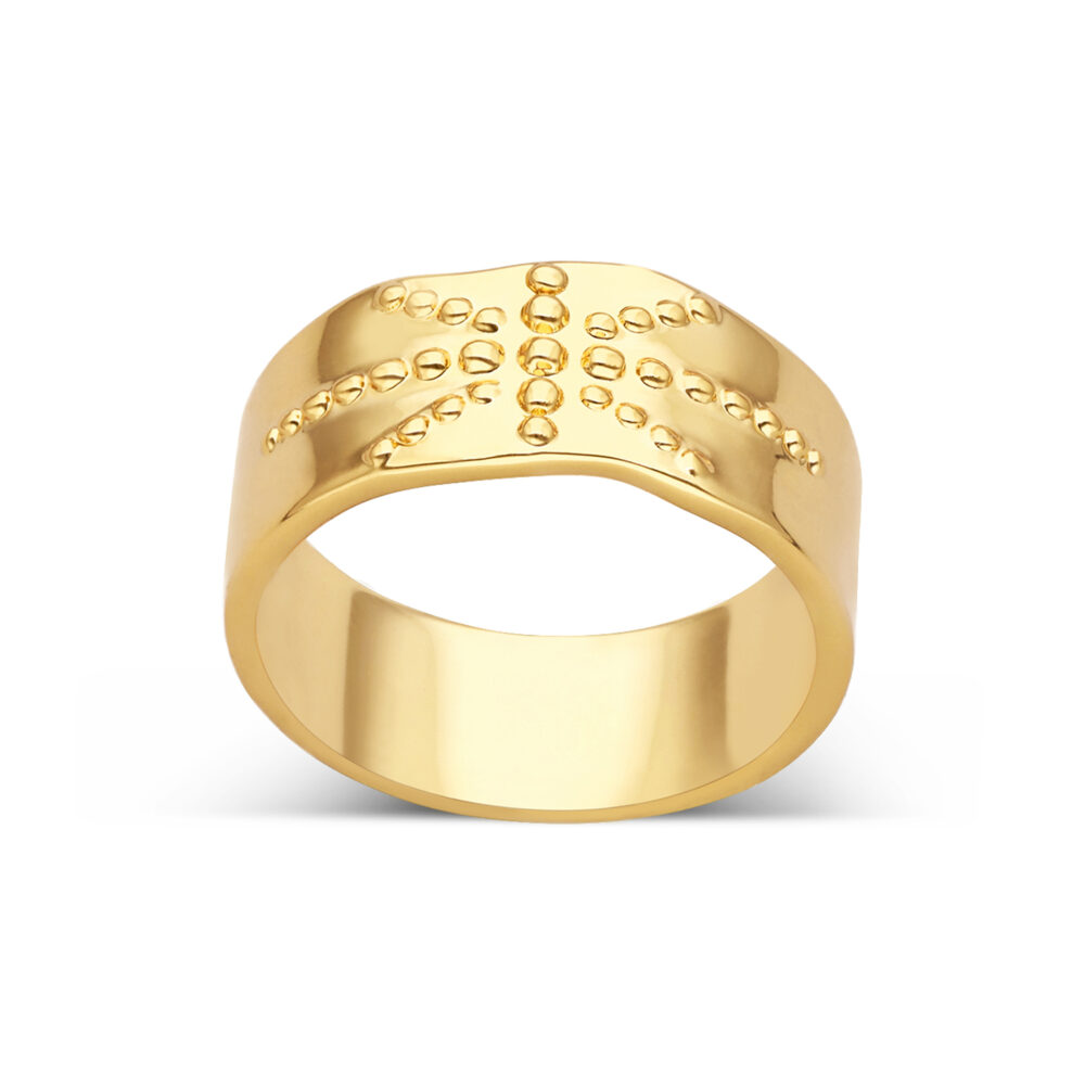 Bague dorée rayons solaire