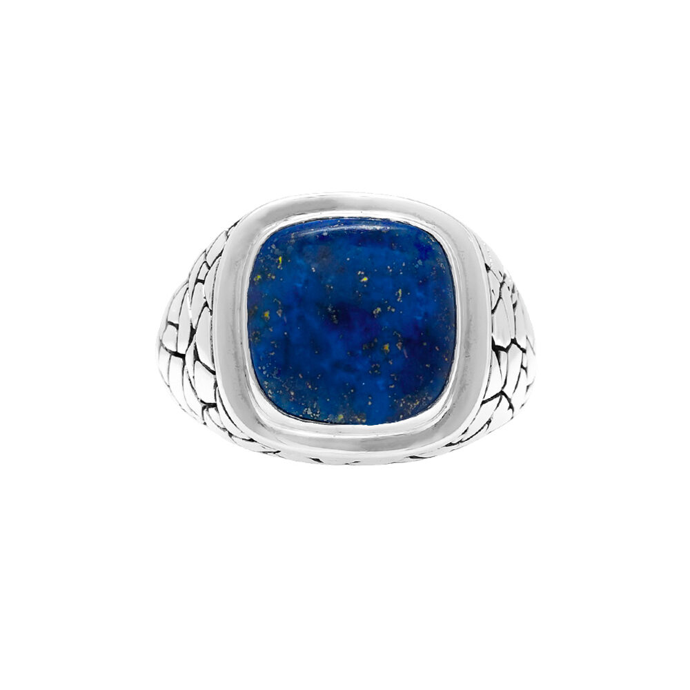 Bague en argent homme écaille pierre lapis