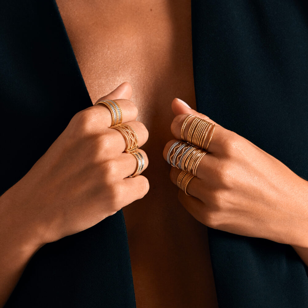 Alternative view of Bague semainier argent doré rhodié