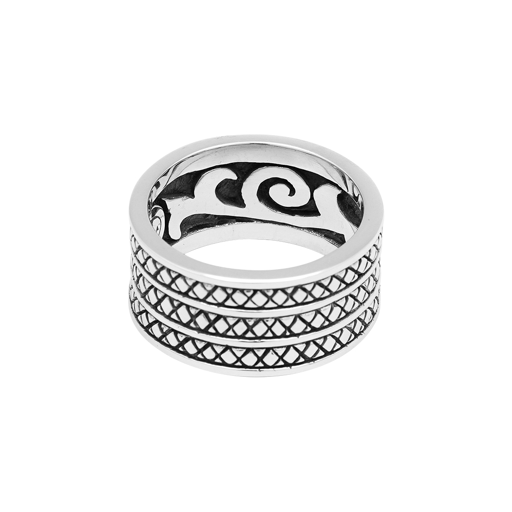 Bague en argent anneaux large ethnique pour homme – Image 3