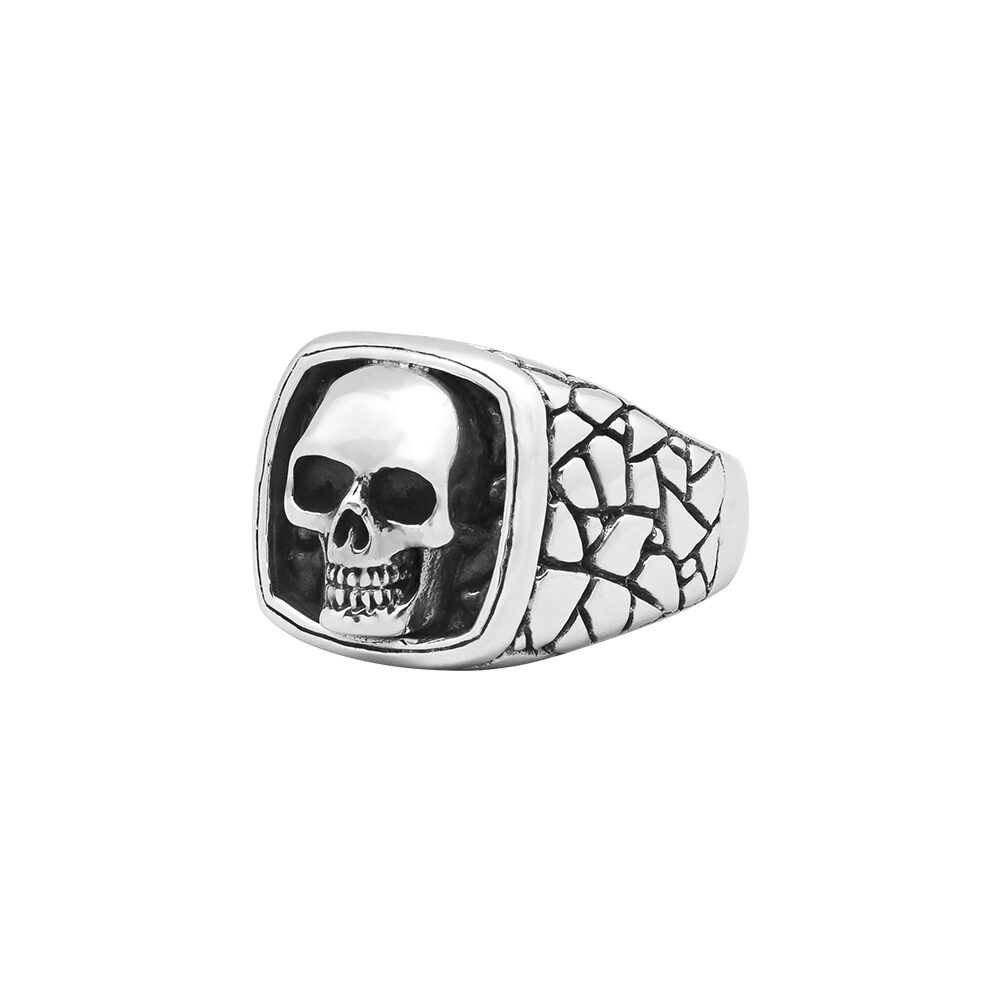 Alternative view of Bague argent homme style écaille tête de mort