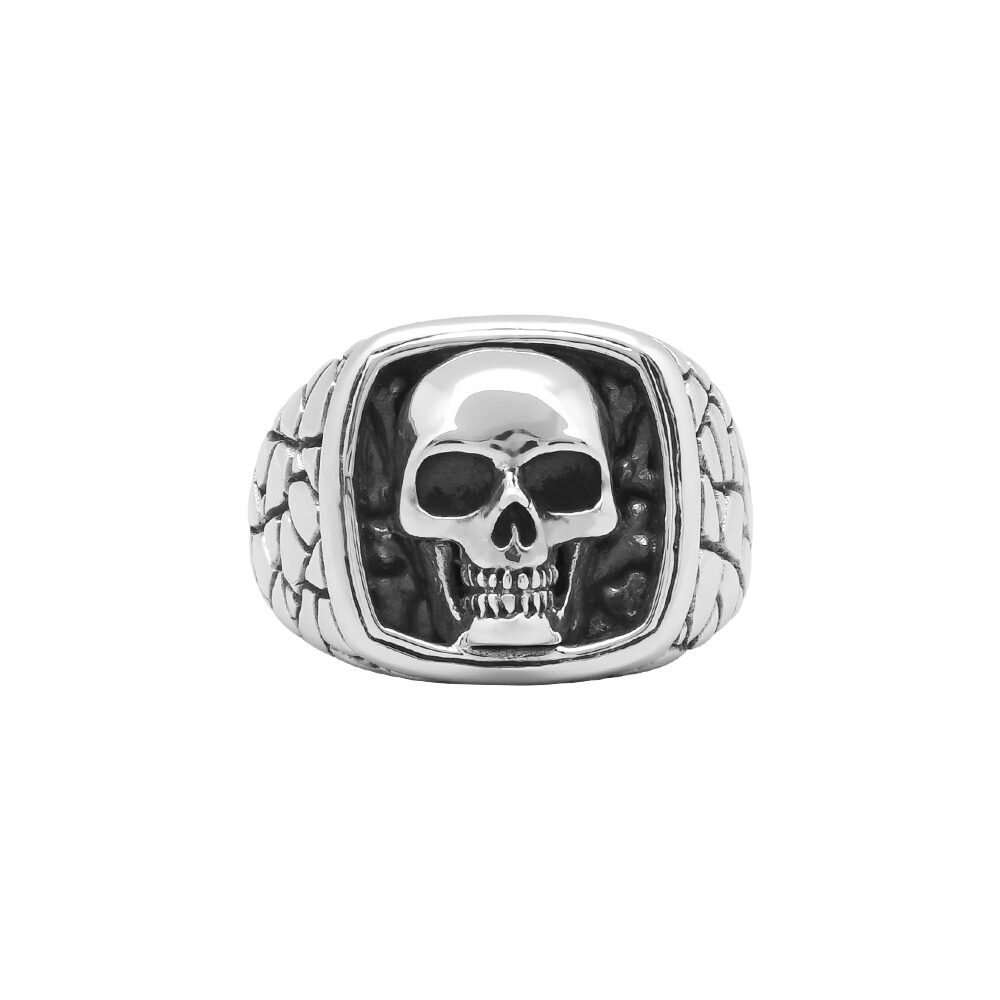 Bague argent homme style écaille tête de mort