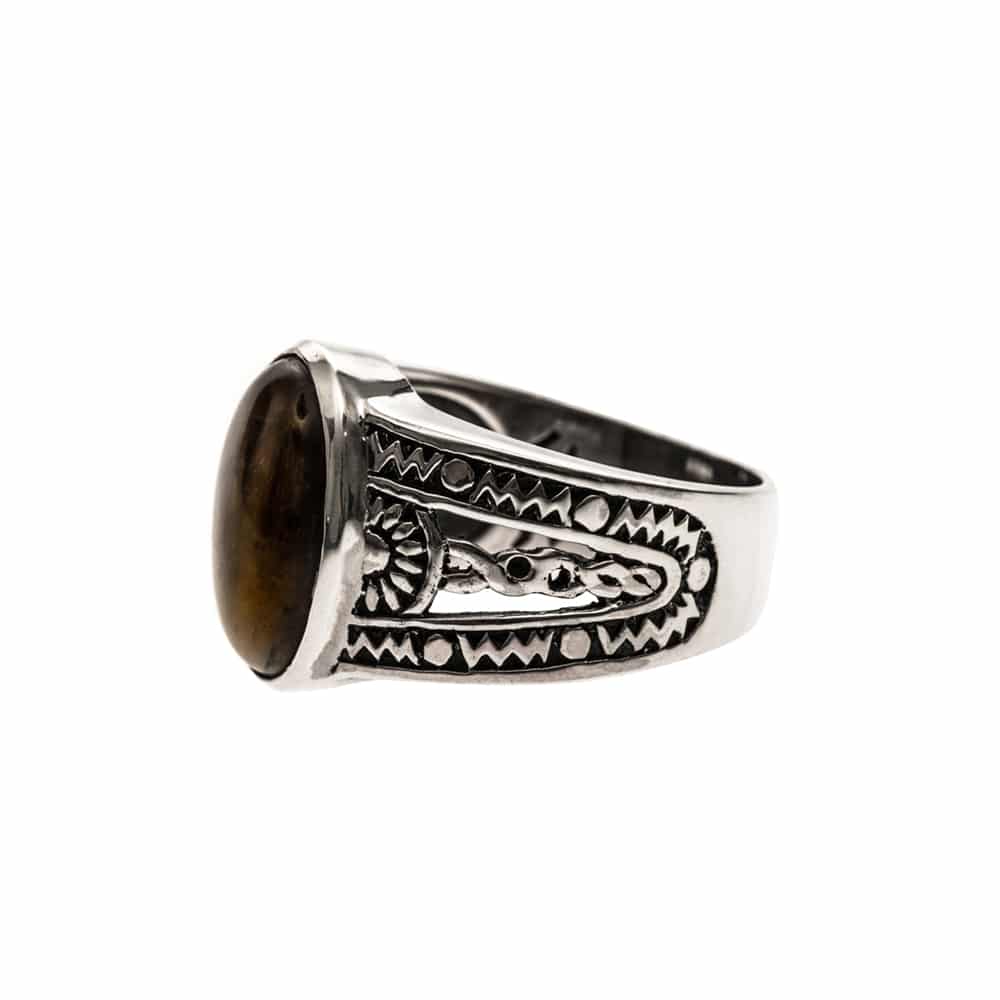 Alternative view of Bague homme argent ethnique œil de tigre