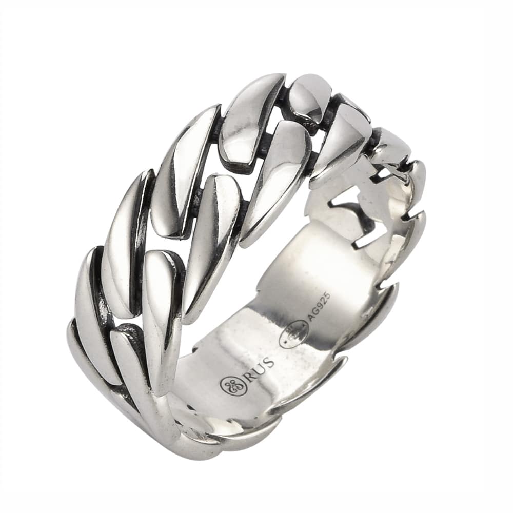 Bague homme argent chaine moderne – Image 3