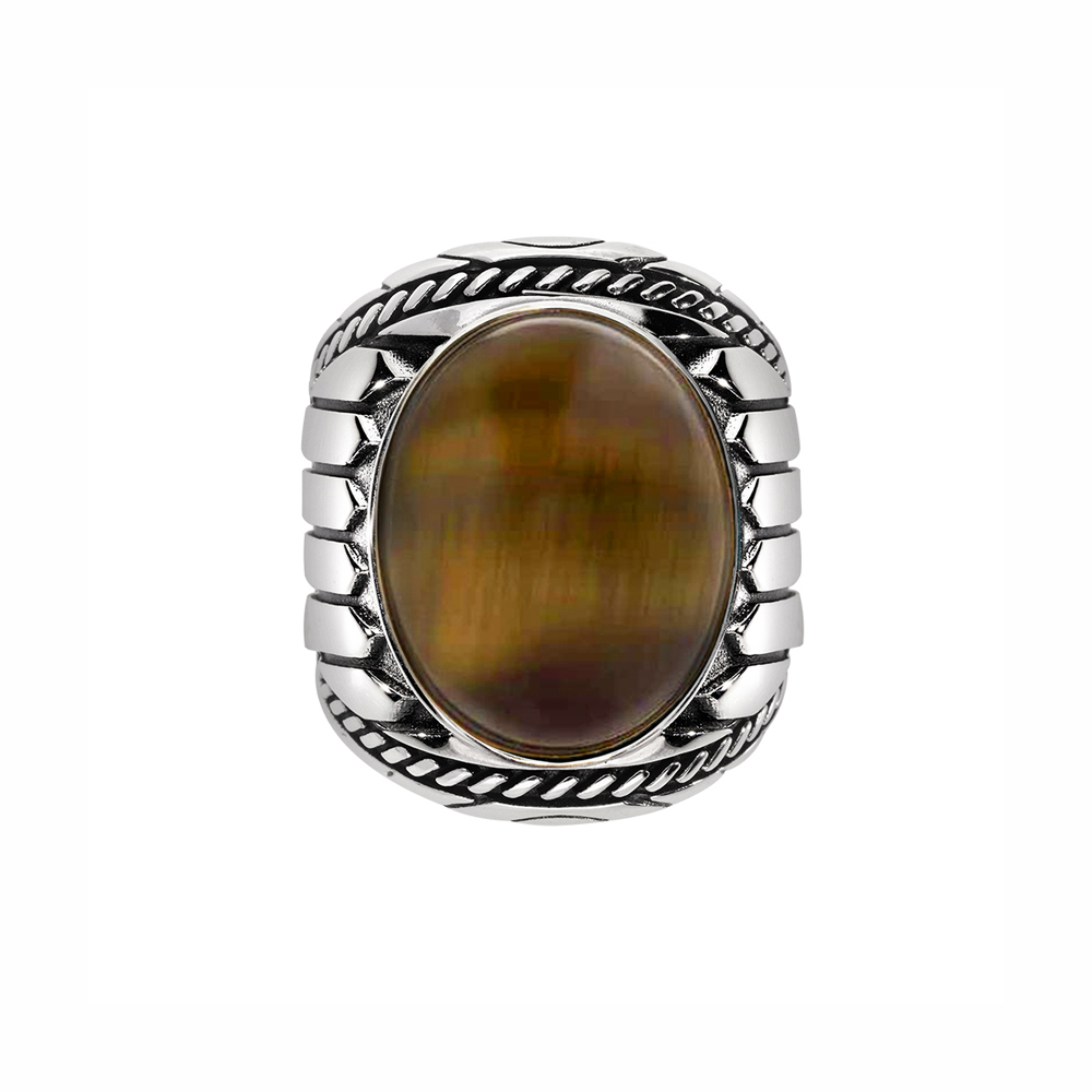 Bague homme argent œil de tigre indiana