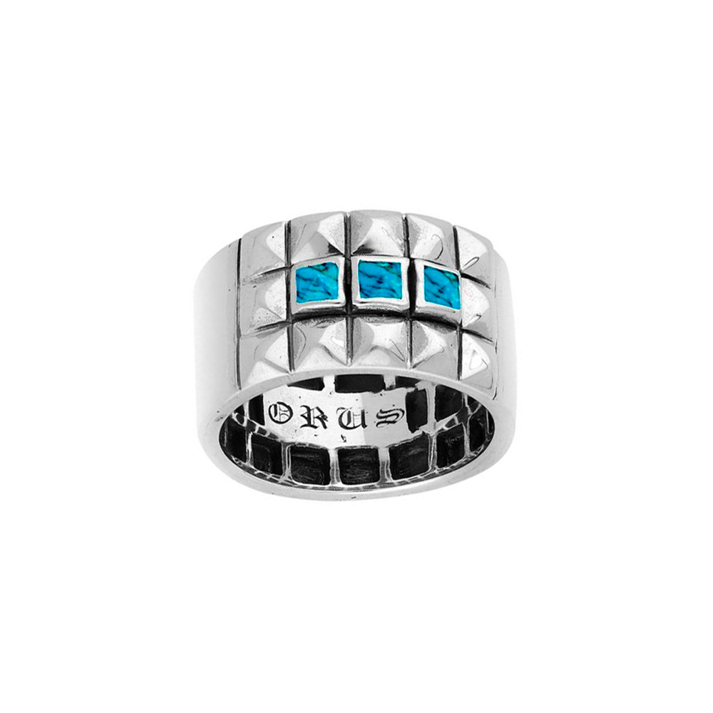 Bague homme argent punk et pierres turquoise