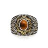 Bague homme argent soleil ethnique oeil de tigre argent doré
