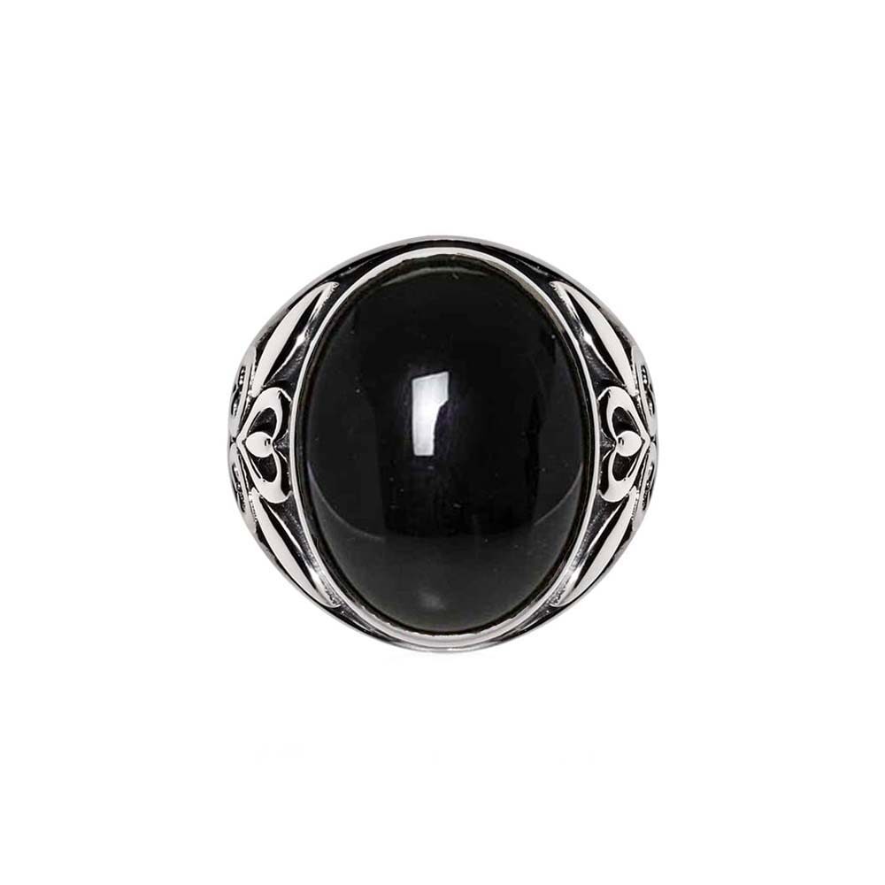 Bague homme argent symbole pierre onyx