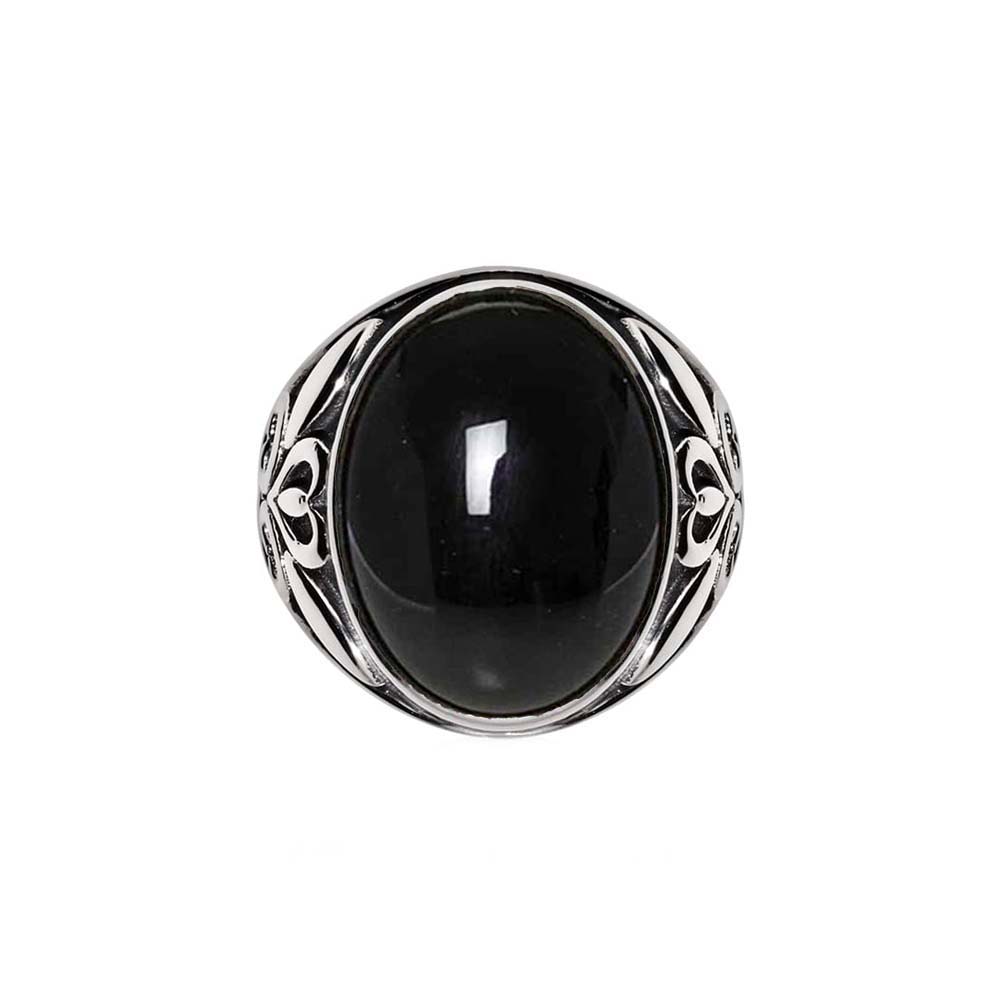 Bague homme argent symbole pierre onyx