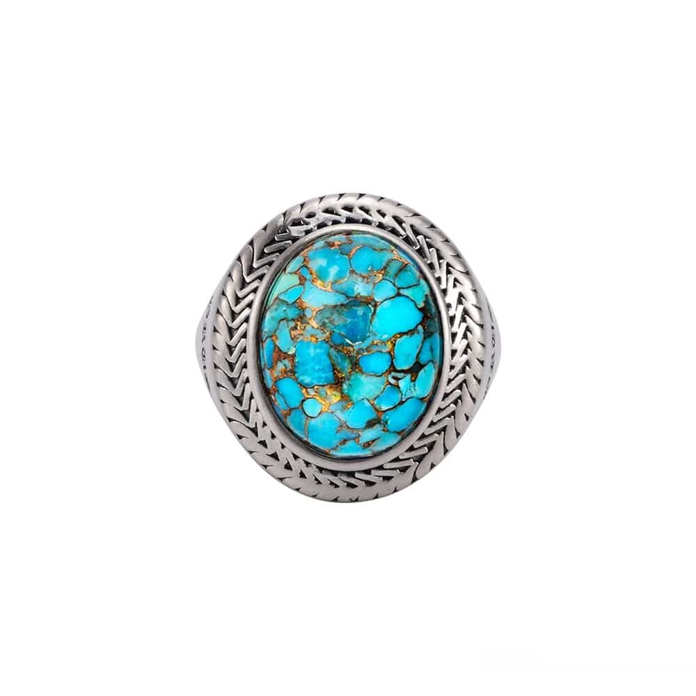Bague homme argent turquoise bouddha