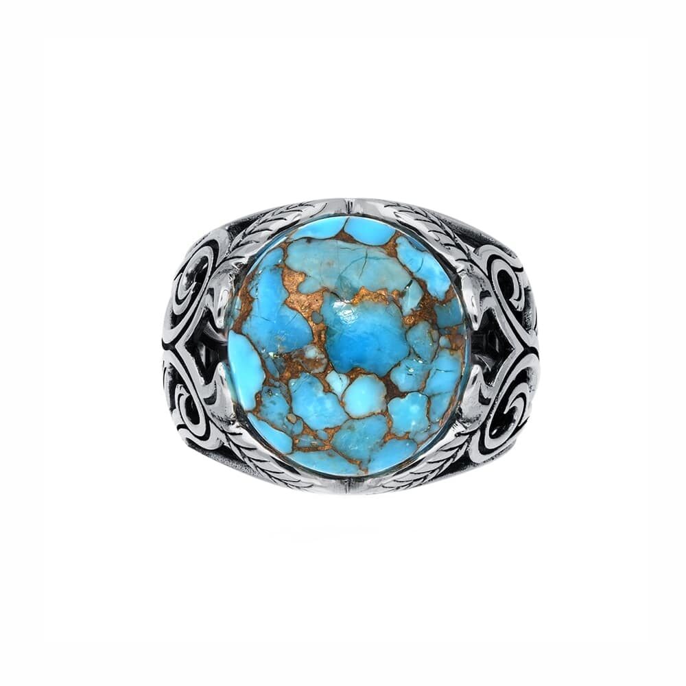 Bague homme argent turquoise jungle