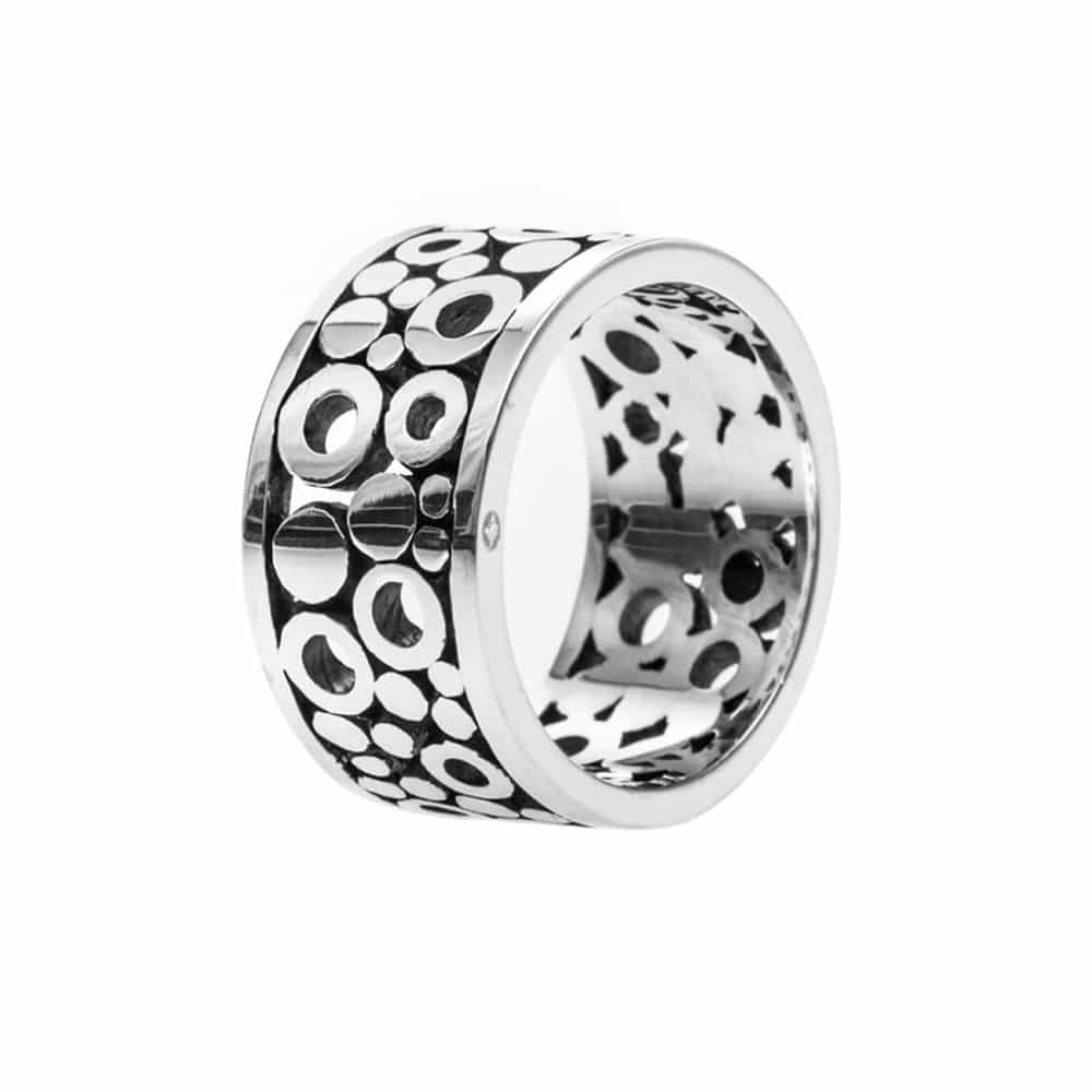 Alternative view of Bague homme cercles argent