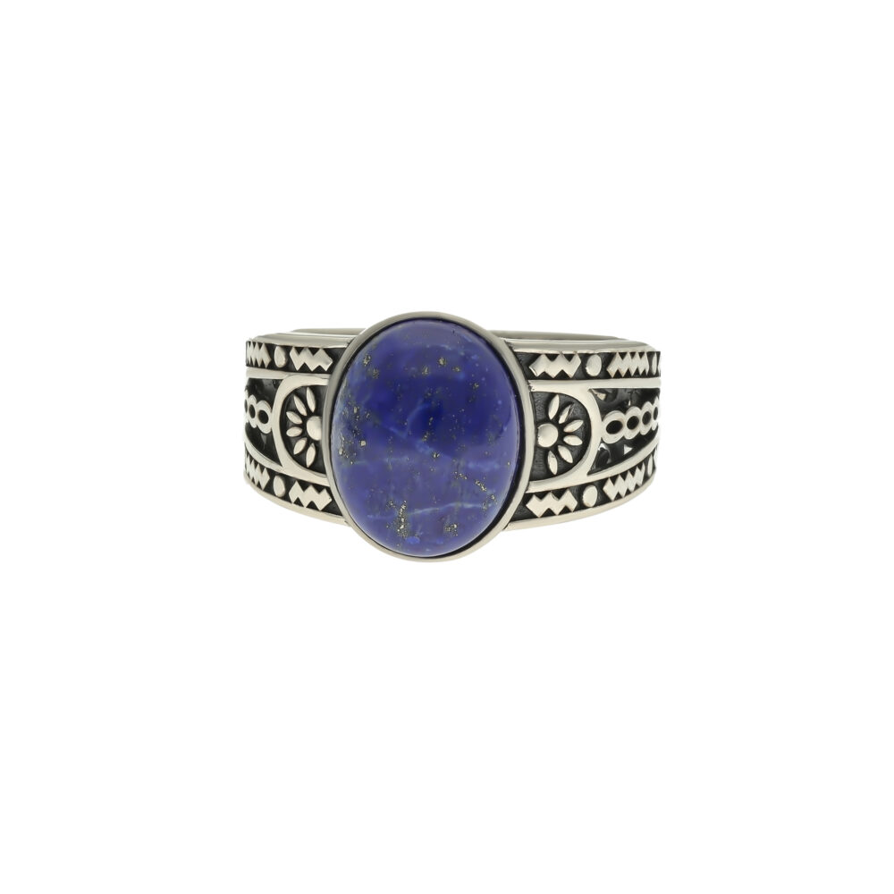 Bague homme ethnique lapis argent