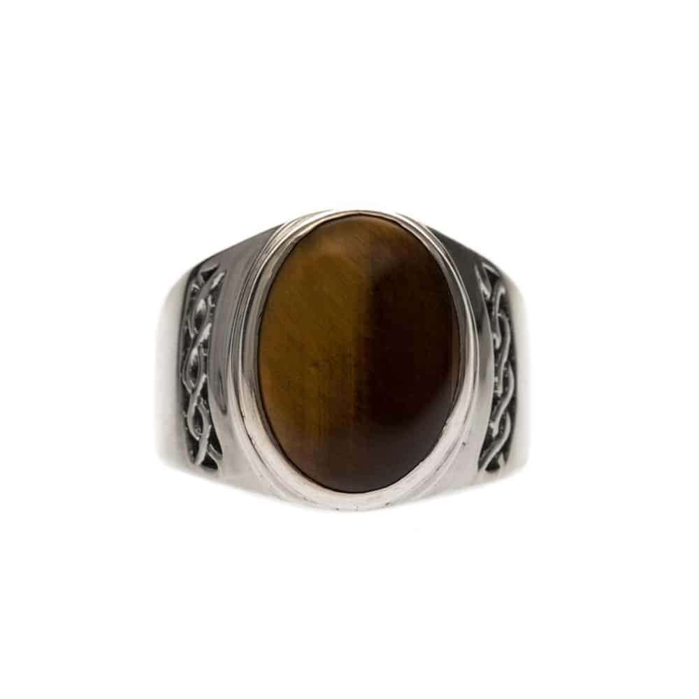 Bague homme œil de tigre massive argent