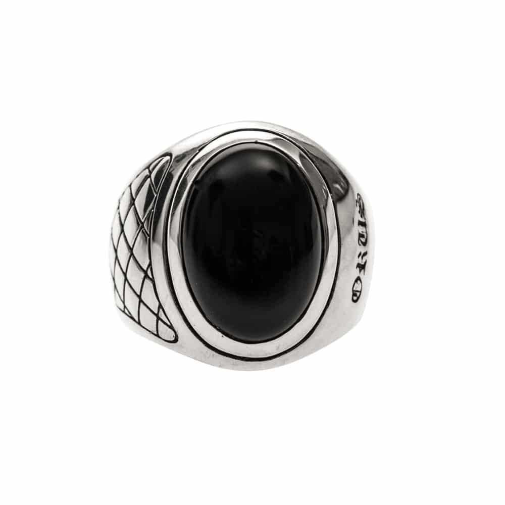 Bague homme onyx asymétrique argent
