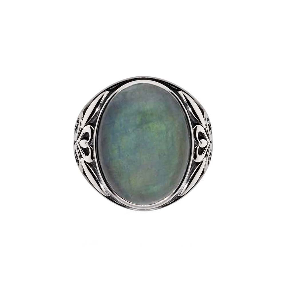 Bague homme symbol argent labradorite