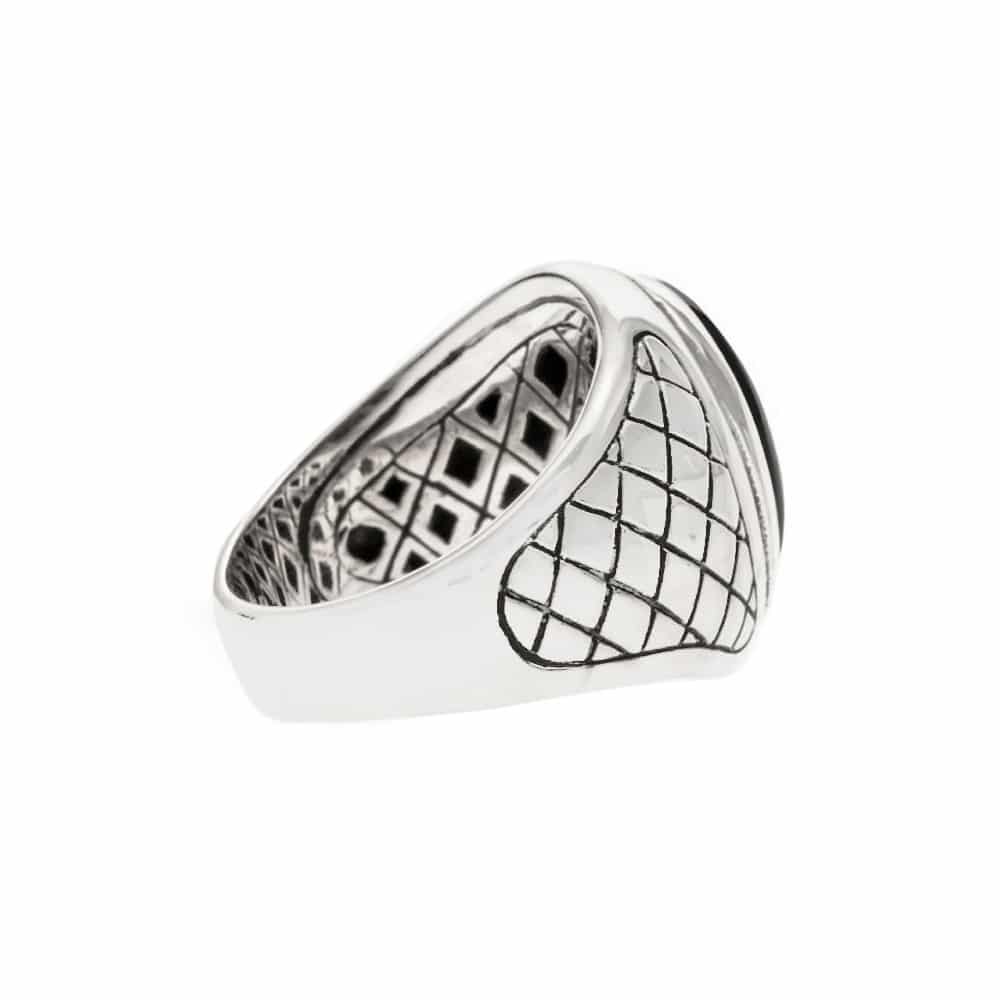 Alternative view of Bague argent homme lapis asymétrique