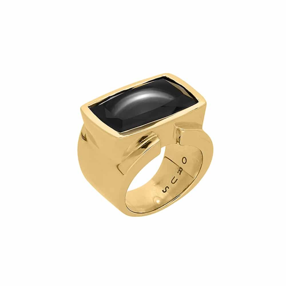 Bague Isis argent doré pierre onyx