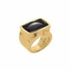 Bague Isis argent doré pierre onyx
