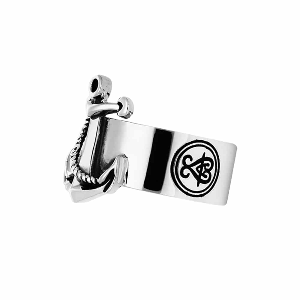 Bague jonc homme ancre marine argent – Image 2