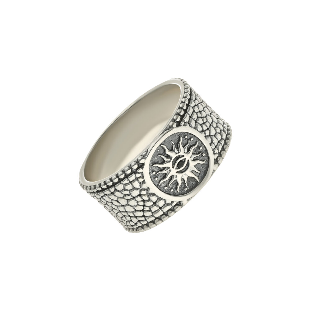 Alternative view of Bague jonc homme argent soleil