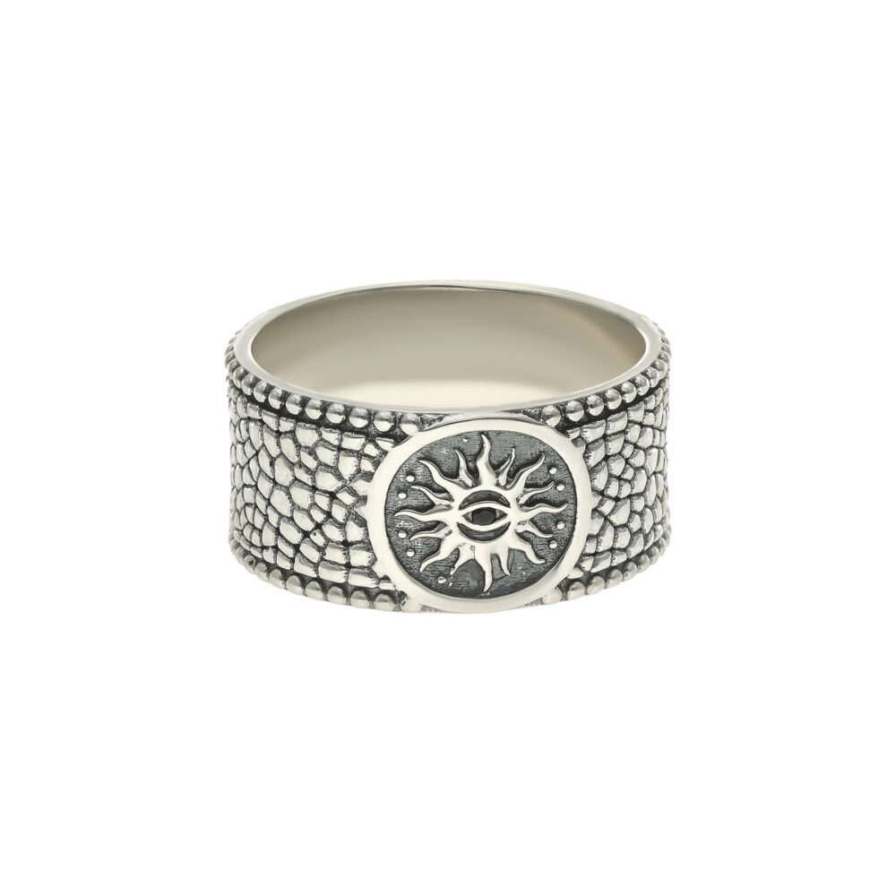 Bague jonc homme argent soleil